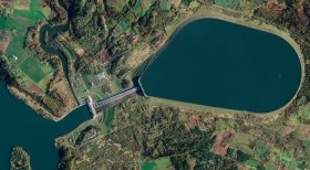 Ariel view of a pumped storage hydropower plant