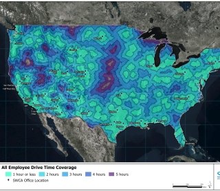 SWCA driving distance map