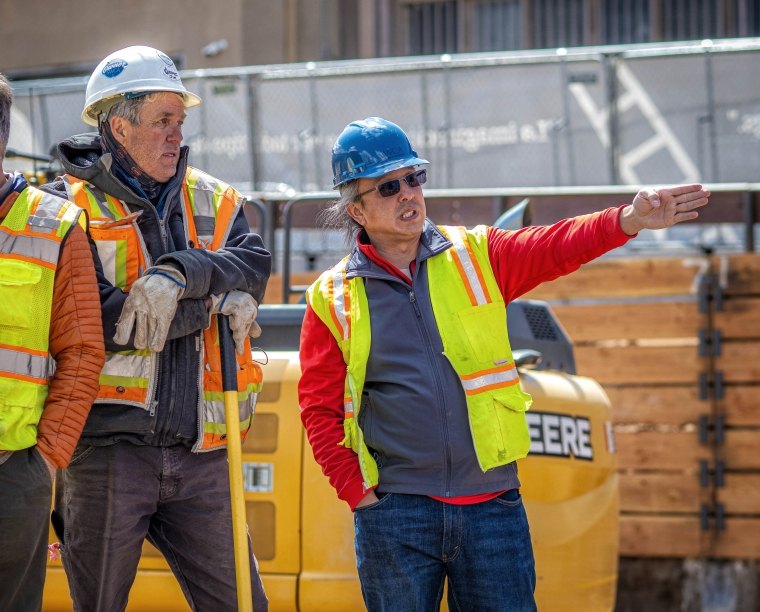 Robin Cordero and Jim Gallison at the Georgia O’Keefe excavation site in Santa Fe, NM
