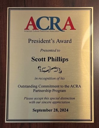 Scott Phillips' ACRA President's Award plaque