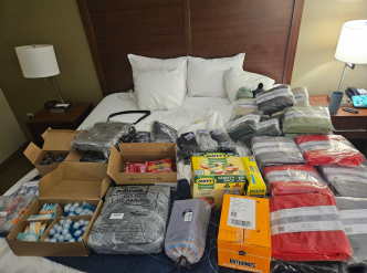 A collection of essential items that were donated.
