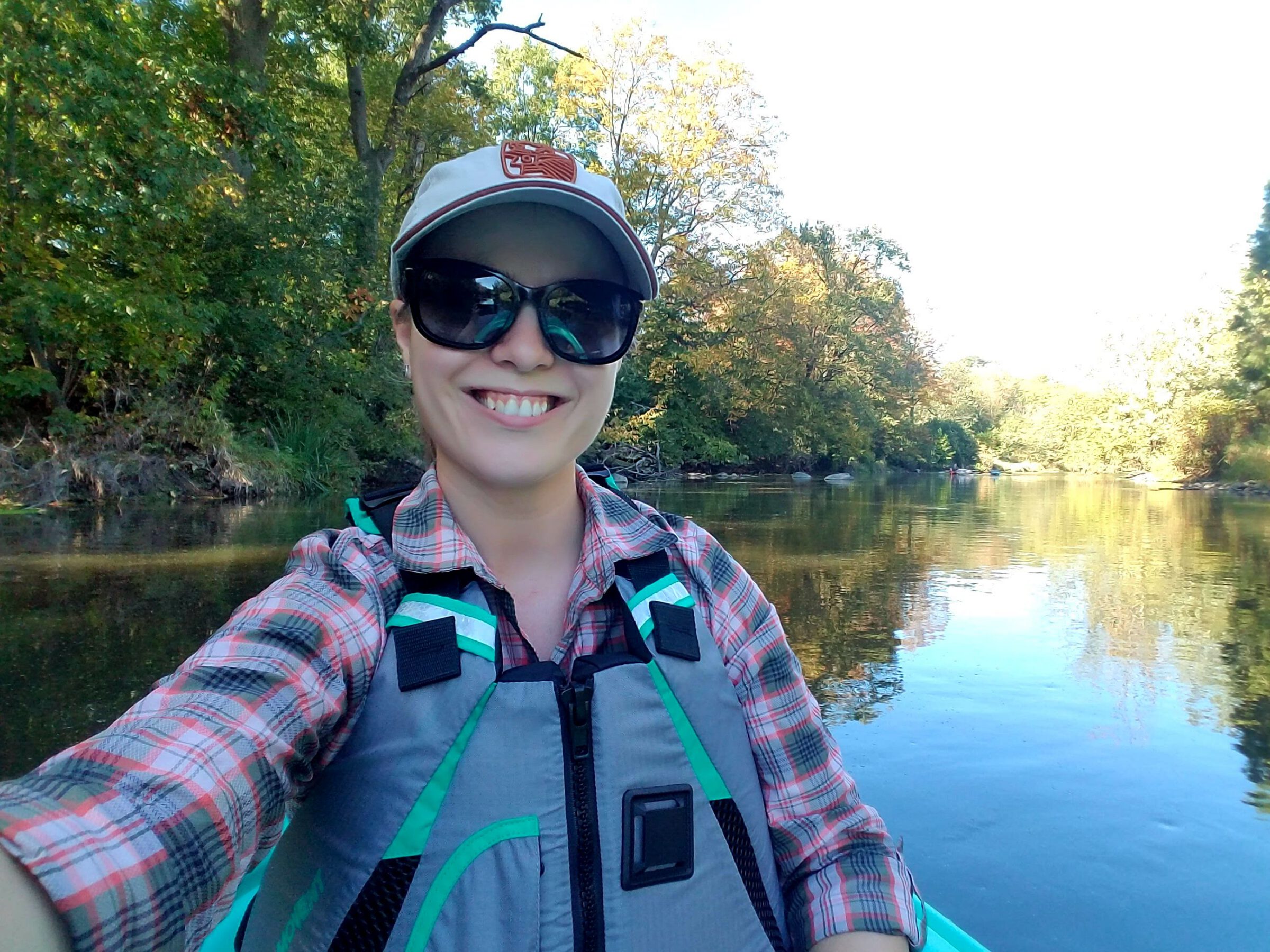Anna Gilmer kayaking along the DuPage River in Northern Illinois
