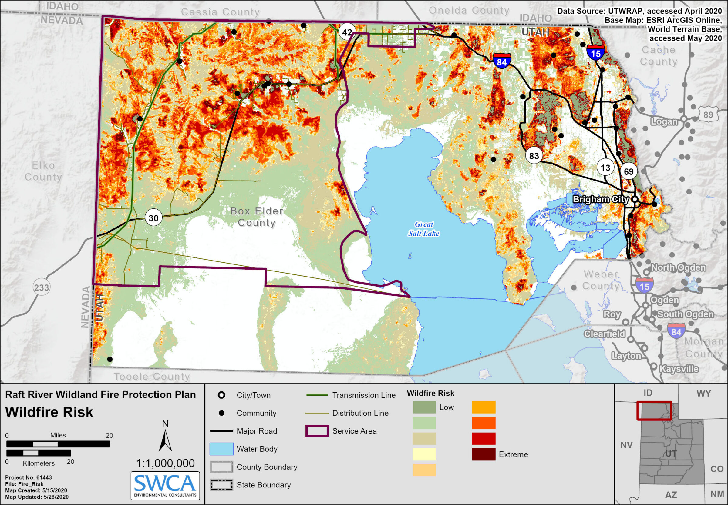 Figure 9. Wildfire risk for the RREC service area from UWRAP. 