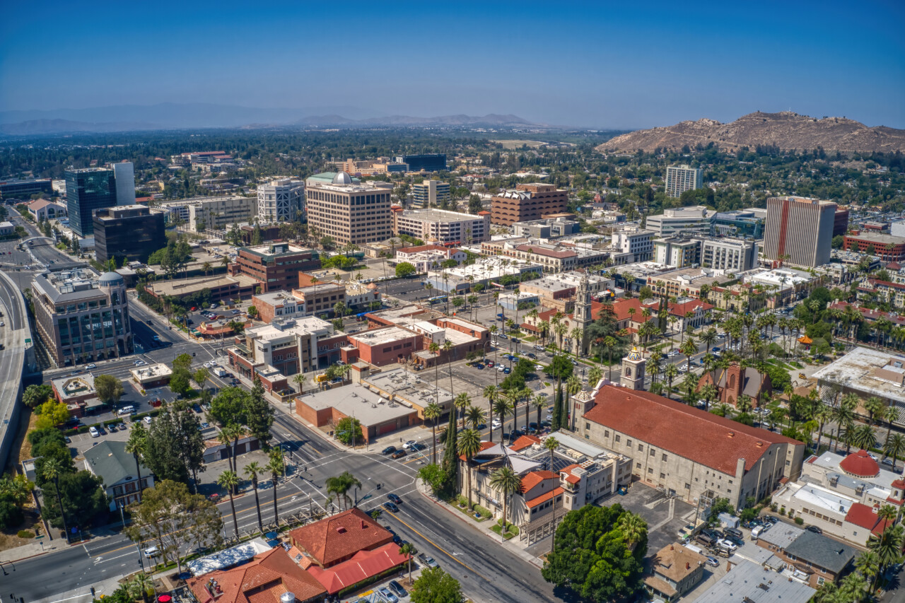 Aerial View of the Los Angeles Suburb of Riverside, California