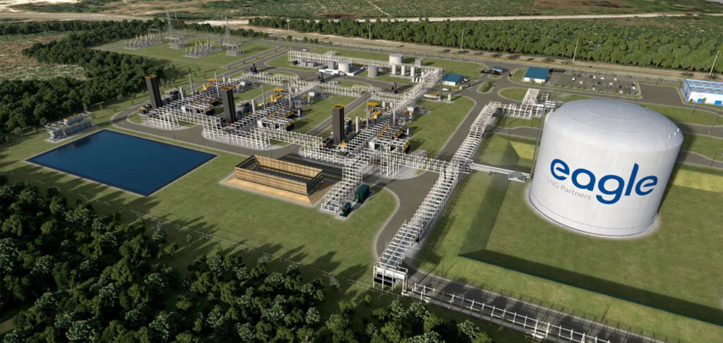 Image of a mockup of the Eagle LNG facility.