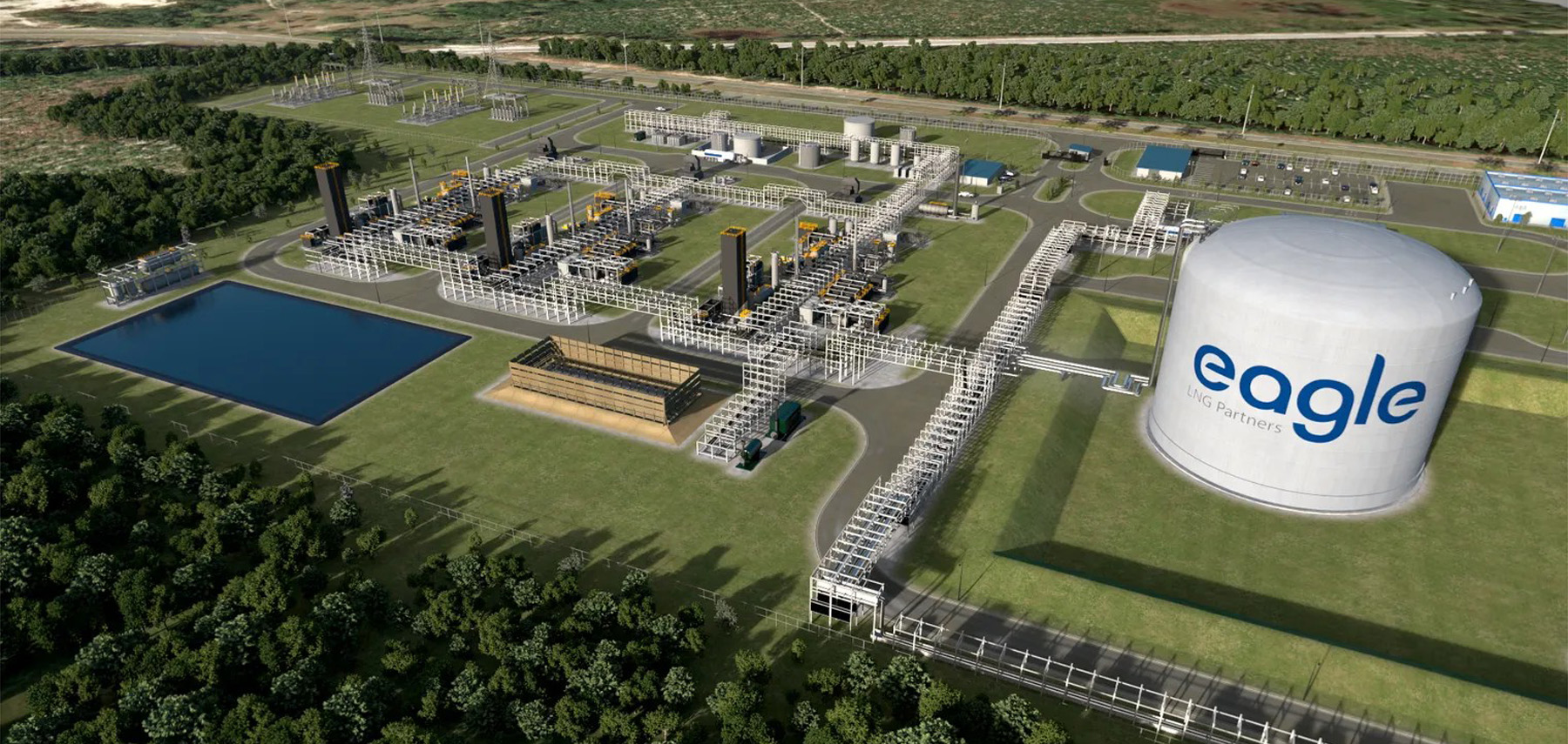 Image of a mockup of the Eagle LNG facility.