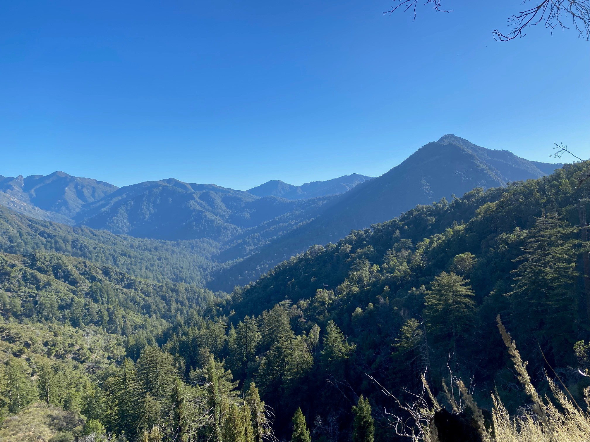 Mountains are seen in the background with trees and vegetation around the valleys.