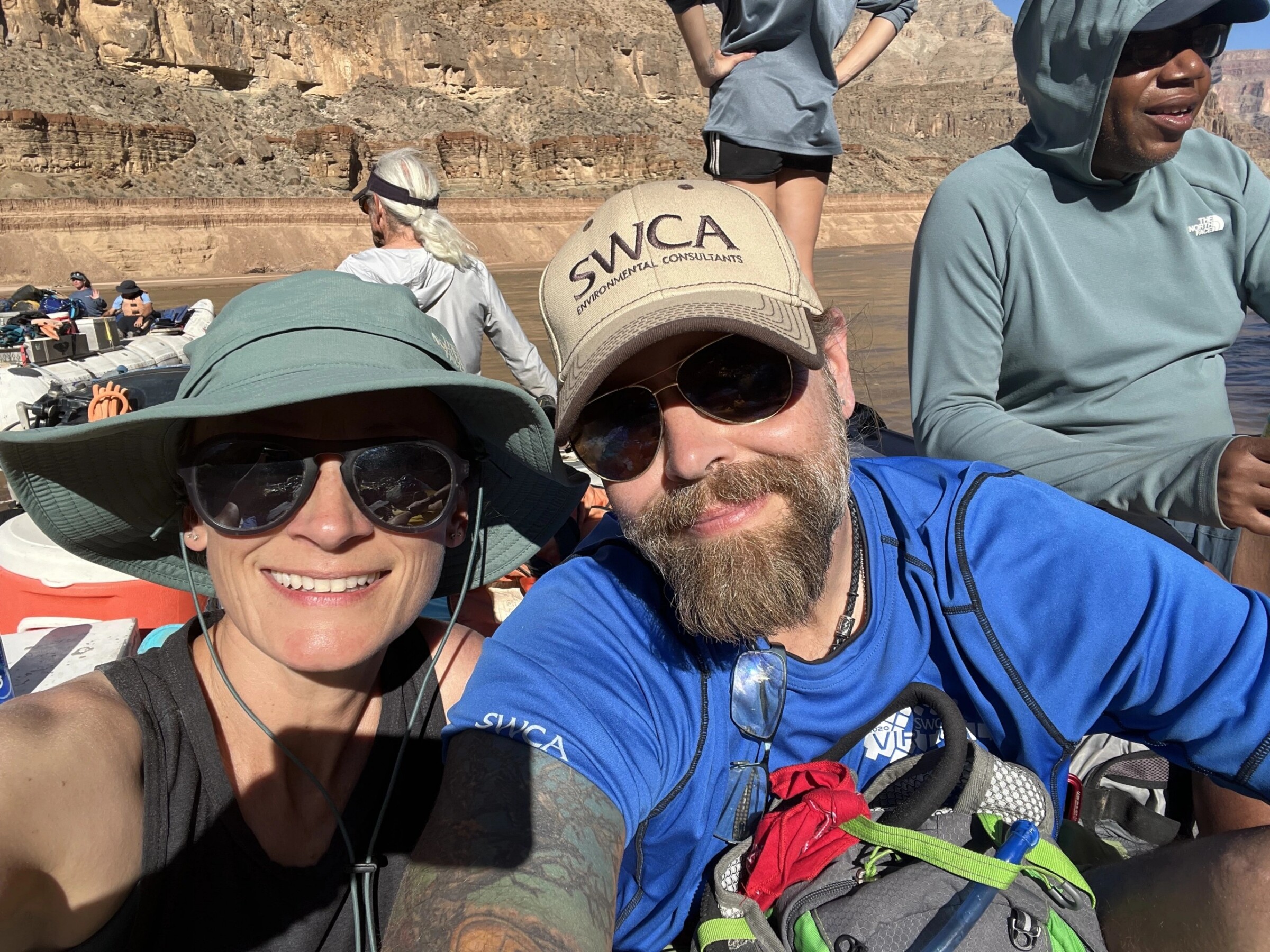 Joseph Fluder and Victoria Amato on the Grand Canyon River in 2023. 