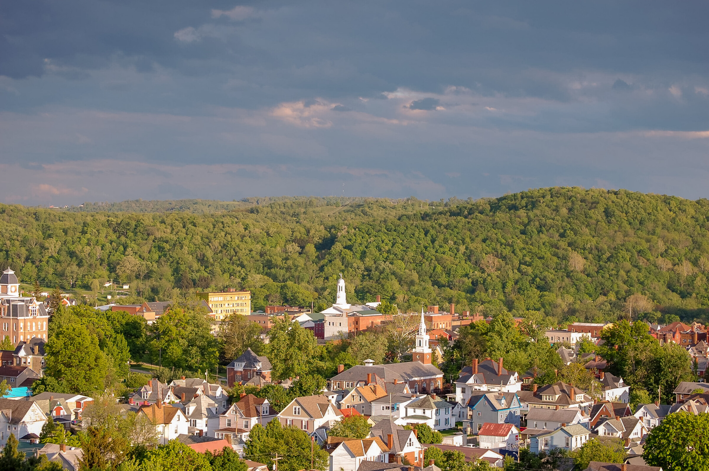 Overview shot of Waynesburg, Pennsylvania.